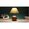 off-white cotton with Natural Wood Table Lamp