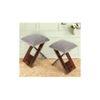 Dayton Sheesham Wood Accent Square Set of 2   Stools in Grey Cotton Velvet Upholstery