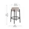 Doe Buck Modern Grey Upholstered Counter Height Bar Stool with Black Metal Frame