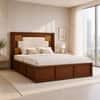 Nayra Solid Wood Comfort King Bed Box Storage Provincial Teak Finish Mattress 72 x 78 Inches