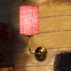 Devansh Metal Electric Wall Light in Gold Colour with Pink Shade Count of 1 Light
