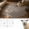 Handmade Round Wool Silk Rug Abstract Contour Taupe 8 Feet Carpet
