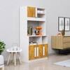 Hexa Red Crockery Unit Multipurpose Wooden Cabinet in Frosty White And Giant Wood Colour