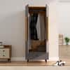 Hexa Red Wooden 2 Door Wardrobe with Drawer and Hanging Space in Giant Wood and Slate Grey Colour