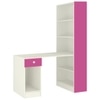Austin Study Desk with Drawer and Built In Bookshelf in Barbie Pink Colour