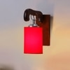 Devansh Solid Wood Electric Wall Light in Brown Colour with Red Shade Count of 1 Light