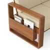 Moreno 1 Seater Solid Wood Sofa in Amber Walnut Finish and Almond Beige Fabric