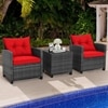 Carry Bird Wicker Patio Furniture Outdoor Balcony Chairs In Grey And Red Colour