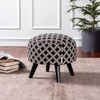 Quad Jacquard Wooden Ottoman in Black Color