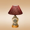 Devansh Conical Maroon Jute Shade Lamp With Wood & Mosaic Glass Base For Decoration/Office/Home/Gifting/Study For Decoration/Office/Home/Gifting/Study -(10X10X14.5) Inches -A