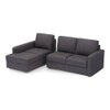 Apollo Fabric Sectional Sofa (Colour : Steel, Cushion : Hard, Back Type : Regular, Seating Capacity : Left Aligned 2 Seater + Left Aligned Chaise)