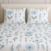 White Floral 400 TC Cotton Fitted Super King Size Bedsheet With 2 Pilllow Covers  Threads
