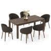 Atlas Solid Wood 6 Seater Dining Table with 6 Meryl Lounge Chair