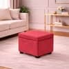 Doe Buck Hutcheson Upholstered Storage Ottoman Cube in Red Colour