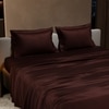 Stoa Paris 300 TC Satin Bedsheet Double Bed with Pillow Covers in Hot Chocolate