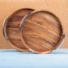 Ireka Home Atithi Wooden Serving Tray with Iron Handles – Small
