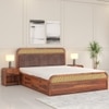 Yashvi Solid Wood Queen Size Hydrulic Storage Bed In Honey Oak Finish Brown 60x78 inch