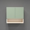 2 Door Mirror Glossy Triple Layered Uv Resistant Handless Cabinet  In Pista Light Finish