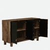Vegas Mango Wood Hand Painted Multicolor 4 Door Cabinet In Natural Finish