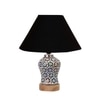 Devansh Conical Black Cotton Shade Lamp With Wood & Mosaic Glass Base For Decoration/Office/Home/Gifting/Study For Decoration/Office/Home/Gifting/Study -(10X10X14.5) Inches -A