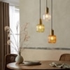 Chi Cluster Glass Hanging Lamp of 3 in Gold Finish