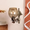 Devansh Metal Electric Wall Light in Antique gold Colour with Lavender Shade Count of 1 Light