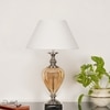 Hinton Amber Glass And Nickel Finish Metal Table Lamp With White Cotton Shade