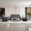 Venezia Three Seater Motorized Leather Recliner in Smoke Grey Colour