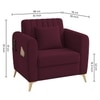 Daraco Velvet 1 Seater sofa in Red wine Color