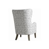 Carolina Printed Human Canvas Fabric Wing Chair in White Colour