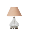 CRYSTAL Clear Glass Table Lamp with Chrome Base and Beige Shade
