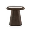 Lazo Solid Wood And Aravali Marble Side Table In Dark Chestnut Finish