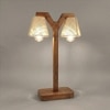 Elania Wooden Table Lamp with Brown Base and Premium White Fabric Lampshade