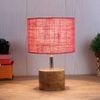 Hurst Pink Natural Fiber Shade Table Lamp with Natural Wooden Base