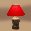 Devansh Conical Red Cotton Shade Lamp With Wood & Mosaic Glass Base For Decoration/Office/Home/Gifting/Study For Decoration/Office/Home/Gifting/Study -(10X10X14.5) Inches -A