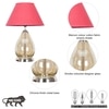 DECADE Smoke Luster Glass and Metal Table Lamp With Maroon Cotton Shade