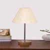 Devansh Off White Cotton Table Lamp With  Natural  Wood Base  & Steel Pipe (10X16.25 Inches)-27