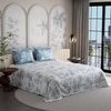 Stoa Paris Super King Size Cotton Bedsheet with 2 Pillow Covers  Size Snow Flower Blue