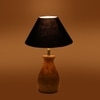 Devansh Black Cotton Table Lamp With  Wood Natural Base (10X12.5 Inches)-26