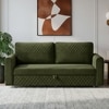 Baruna 3 Seater Velvet Pull Out Sofa Cum Bed with Storage In Green Color