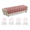 Resco  Velvet 2 Seater 5 Feet Ottoman Bench in Peach & Cream Color