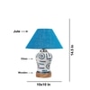 Devansh Conical Turquoise Jute Shade Lamp With Wood & Mosaic Glass Base For Decoration/Office/Home/Gifting/Study For Decoration/Office/Home/Gifting/Study -(10X10X14.5) Inches -A