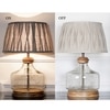 Tuscan Glass and Wood Table Lamp With Natural Linen Shade