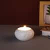 White Antique Designed Round Candle Holder in White Colour