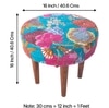 Nayla Solid Wood Stool in Sea Green Fruit Print fabric
