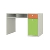 Alana Study Desk with Cabinet Drawer and Shelf in Light Orange Verdant Green Colour