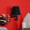 Devansh Solid Wood Electric Wall Light in Black Colour with Black Shade Count of 1 Light