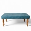 Bestone Sheesham Wood Accent Bench Set (Blue Jacquard Work Fabric Teak Finish)