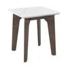 Lunar Rectangular Solid Wood and Carrara White Marble Side Table In Danish Walnut Finish