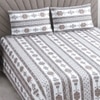 White And Coffee Shade Foral 400 Tc Cotton  Flat Super King Size Bedsheet With 2 Pillow Covers